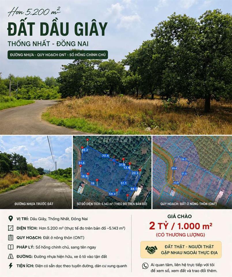 BÁN HƠN 5.200M² ĐẤT BÀU LƯƠN – DẦU GIÂY, ĐỒNG NAI