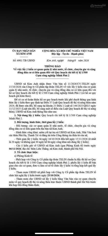 Đất đẹp kinh doanh mặt đường 14 phú thịnh minh phú sóc sơn hà nội diện tích 500m2 khu phát triển