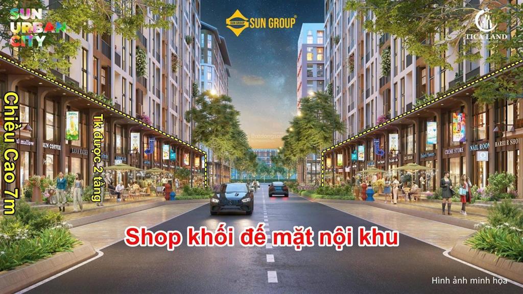 Chỉ 3,1 tỷ sở hữu căn shop chân đế 55m2 ngay mặt công viên sun world, trường học tại sun urban city