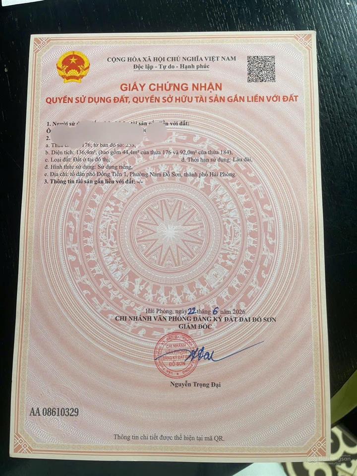 Bán gấp đất tại bàng la, đồ sơn, hải phòng, 485 triệu, 44.4 m2