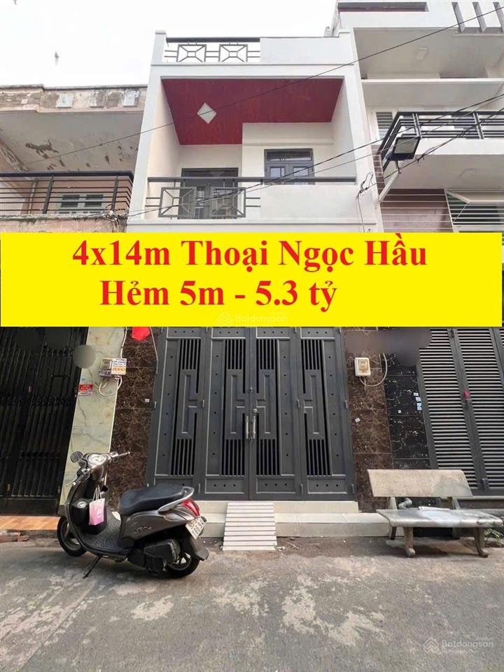 Nhà 1/ mới 2 tầng đúc btct (4x14m) hẻm 5m thoại ngọc hầu 5.3 tỷ, sổ vuông, không lộ giới, quy hoạch