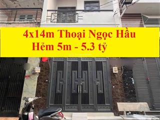 Nhà 1/ mới 2 tầng đúc btct (4x14m) hẻm 5m thoại ngọc hầu 5.3 tỷ, sổ vuông, không lộ giới, quy hoạch
