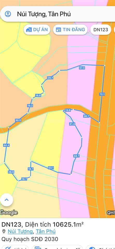 Cho thuê đất 9,342m2 có 300m2 thổ cư 3 mặt tiền phú xuân núi tượng xã tài lài đồng nai 18tr/th