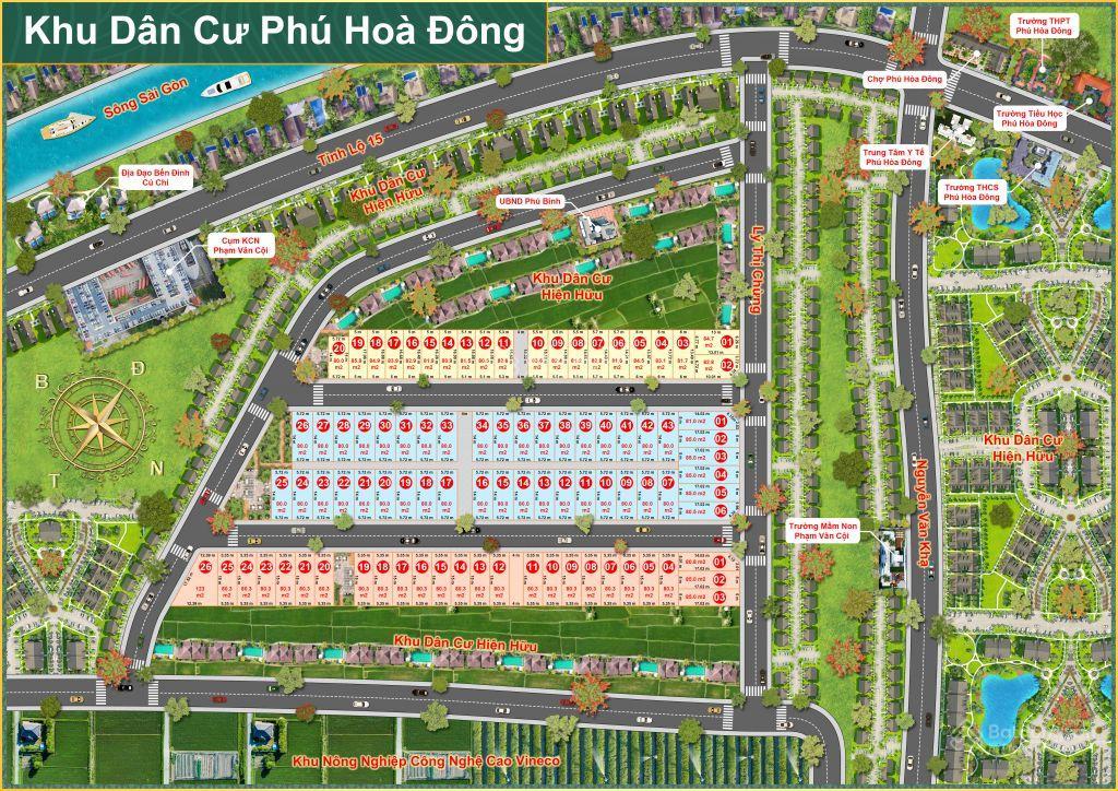 Bán 85m2 đất phân lô full thổ cư đất ở đô thị, mặt đường lý thị chừng, xã phú hòa đông (củ chi cũ)