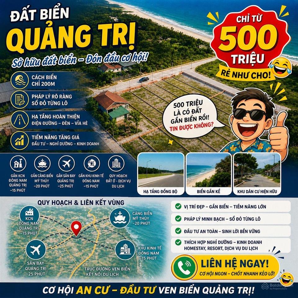 Đất ven biển đầu tư an toàn  sinh lời bền vững chỉ từ 550,tr sở hữu ngay lô đất biển quản