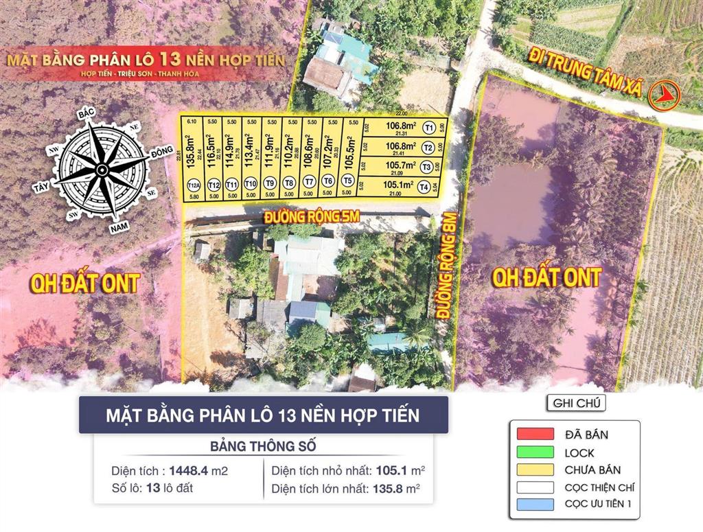 Bán đất đẹp tại xã hợp tiến, huyện triệu sơn, thanh hóa, 199 triệu, 135 m2 full thổ cư