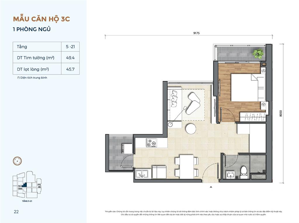 Cần bán căn 1pn1wc full nội thất đẹp tầng cao chỉ 4 tỷ 9( bớt lộc thêm cho khách thiện chí)