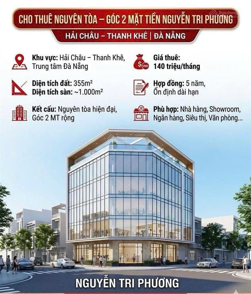 Cho thuê siêu phẩm lô góc 2mt nguyễn tri phương  dtsd 1000m2