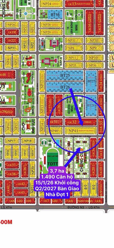 Bán lô đất đẹp dt  dt 122,4 m2 (ngang 5m x 24,5m)