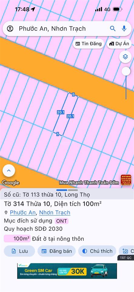Bán nhanh lô đất mặt sau lê hồng phong chỉ 1ty200 dự án hud nhơn trạch