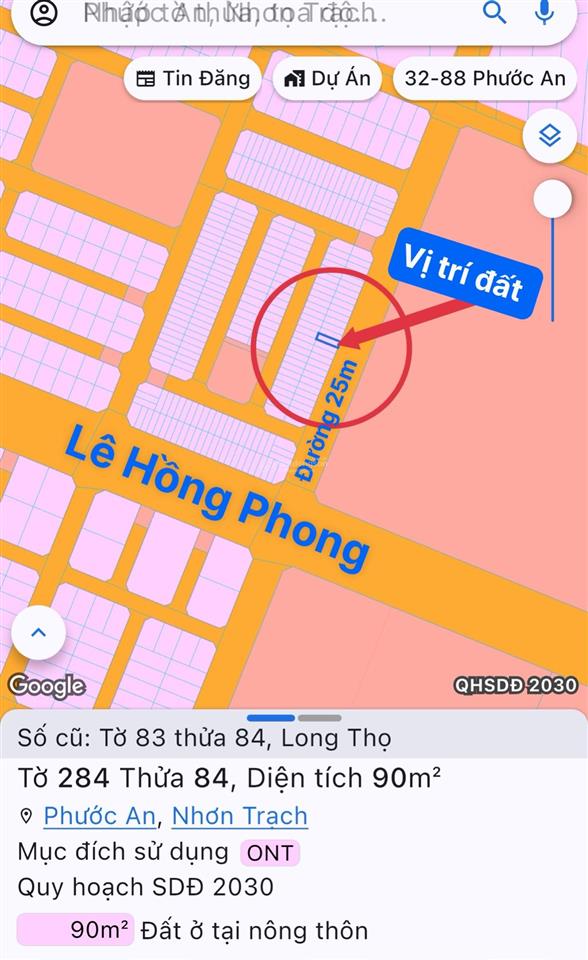 Cần bán nhanh đường 25m đối diện trường học dự án hud nhơn trạch