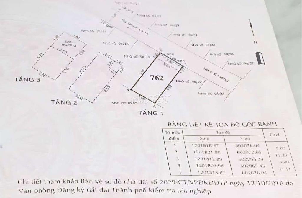 Nhà 58m2 3 tầng hẻm xe hơi Thạnh Lộc Q12 nhỉnh 5 tỷ
