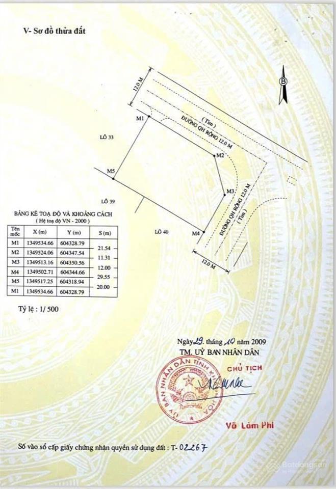 Bán lô góc  2 mặt tiền đường khu biệt thự cao cấp "ocean view" view biển, giá đầu tư chỉ 70tr/m2