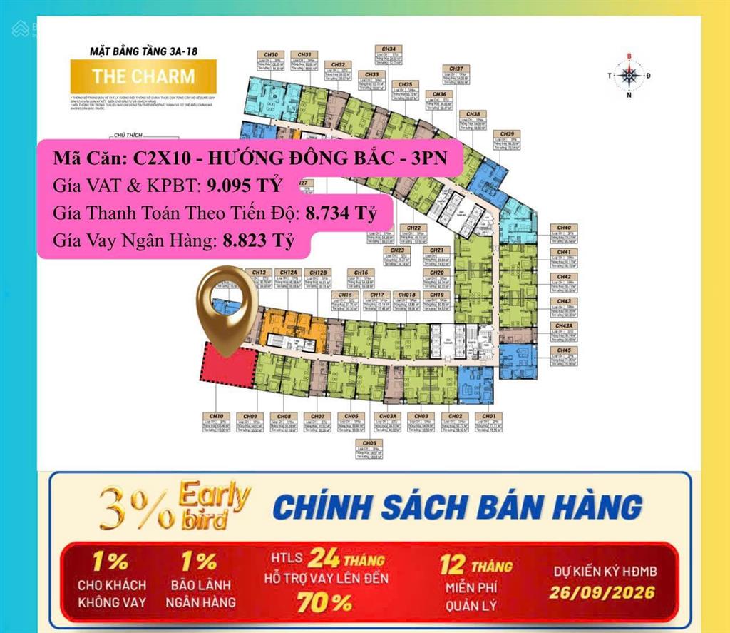 Căn góc 3pn ch10  105m2 view sông, view pháo hoa view biệt thự charmora city nha trang chỉ 8,734tỷ