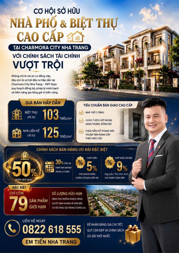 Cơ hội sở hữu biệt thự cao cấp tại charmora city nha với chính sách thanh toán 50% nhận nhà