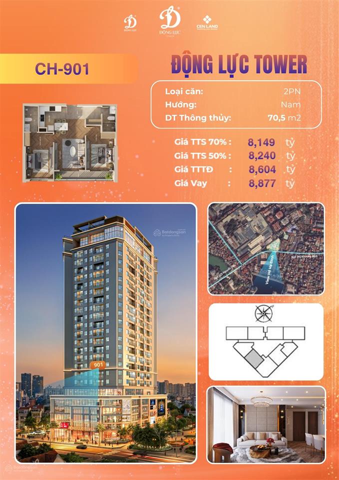 Căn hộ 2pn, 70m2 tại động lực tower, giá dự kiến 115 triệu/m2.  0817 936 ***