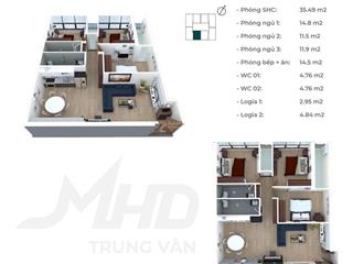 Bán gấp căn 3207 ban công đông nam 105.5m2 3pn2wc giá chỉ 9,36 tỷ