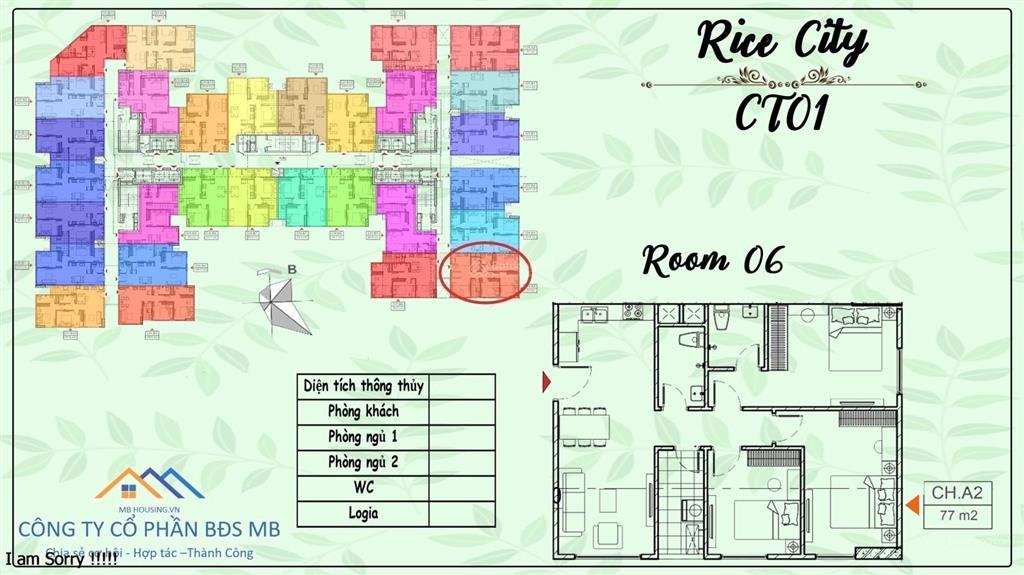 Cần nhượng lại căn hộ 77m2 thiết kế 3pn 2vs toà ct1 dự án rice city long châu
