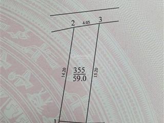 Bán lô đất ngõ 135 cầu cốc 59m2 mt 4,05m. ô tô lùi cửa. cách 20m là bãi xe ô tô, có tl