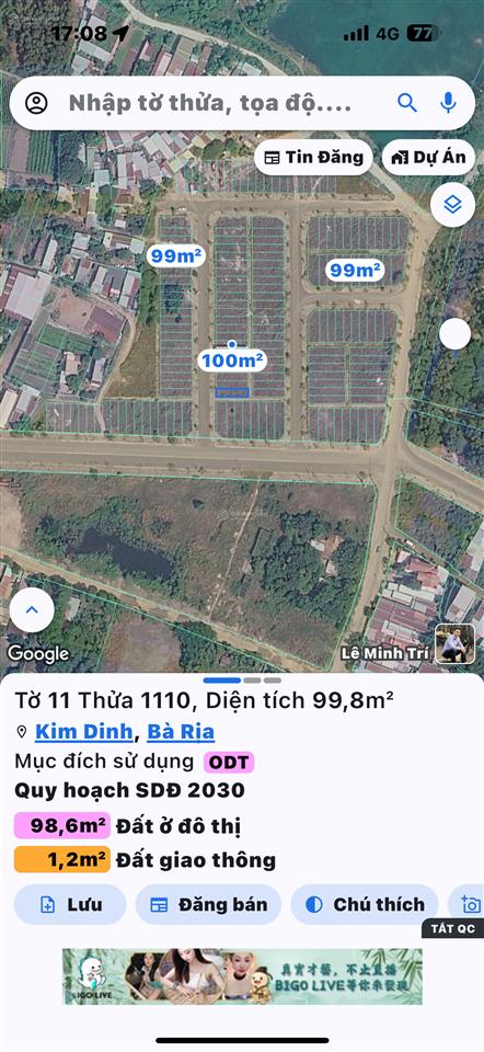 Chủ gửi bán lô góc thoát hiểm rẻ tái định cư kim dinh( nay thuộc f long hương tp hcm)