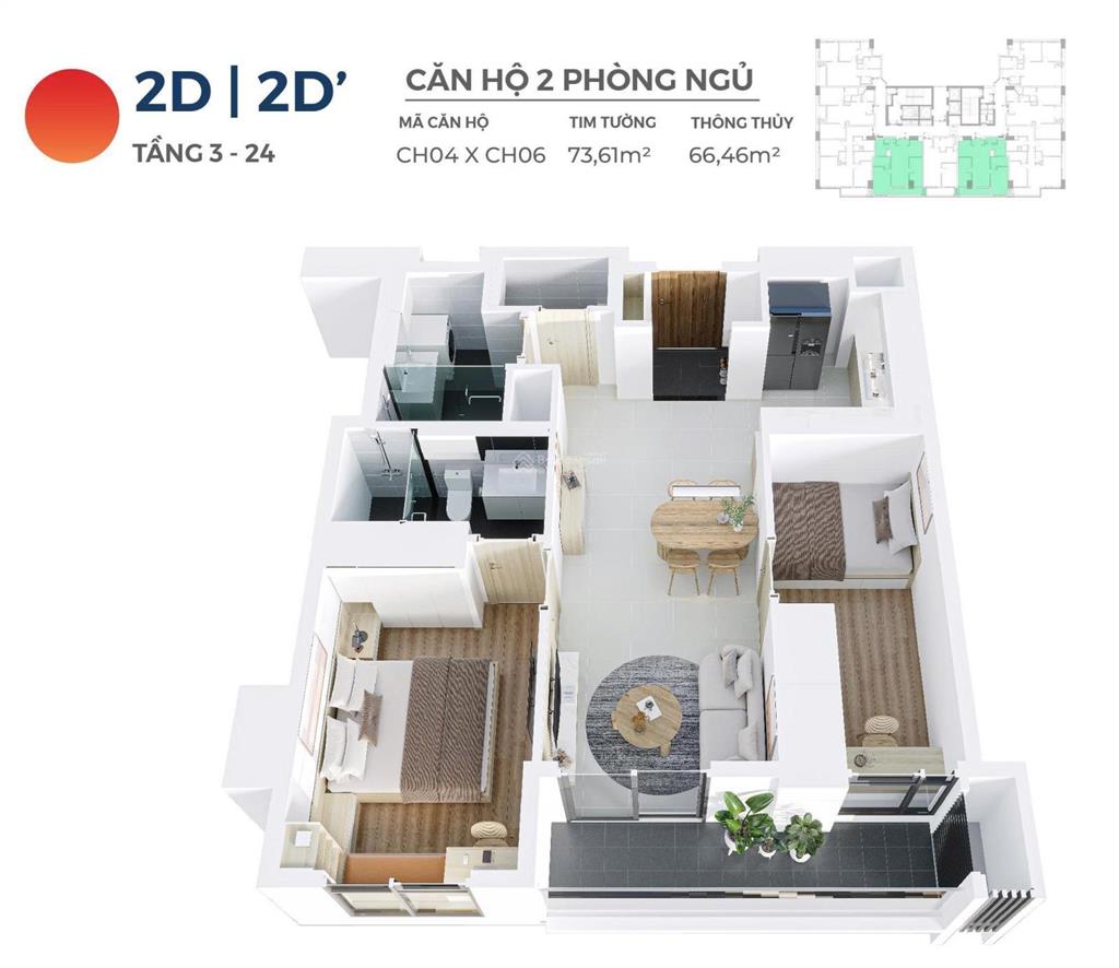 Hiếm có 1 căn trực diện biển sơn trà tại hiyori aqua tower, 4,35 tỷ, 67m2, 2pn bàn giao liền tường