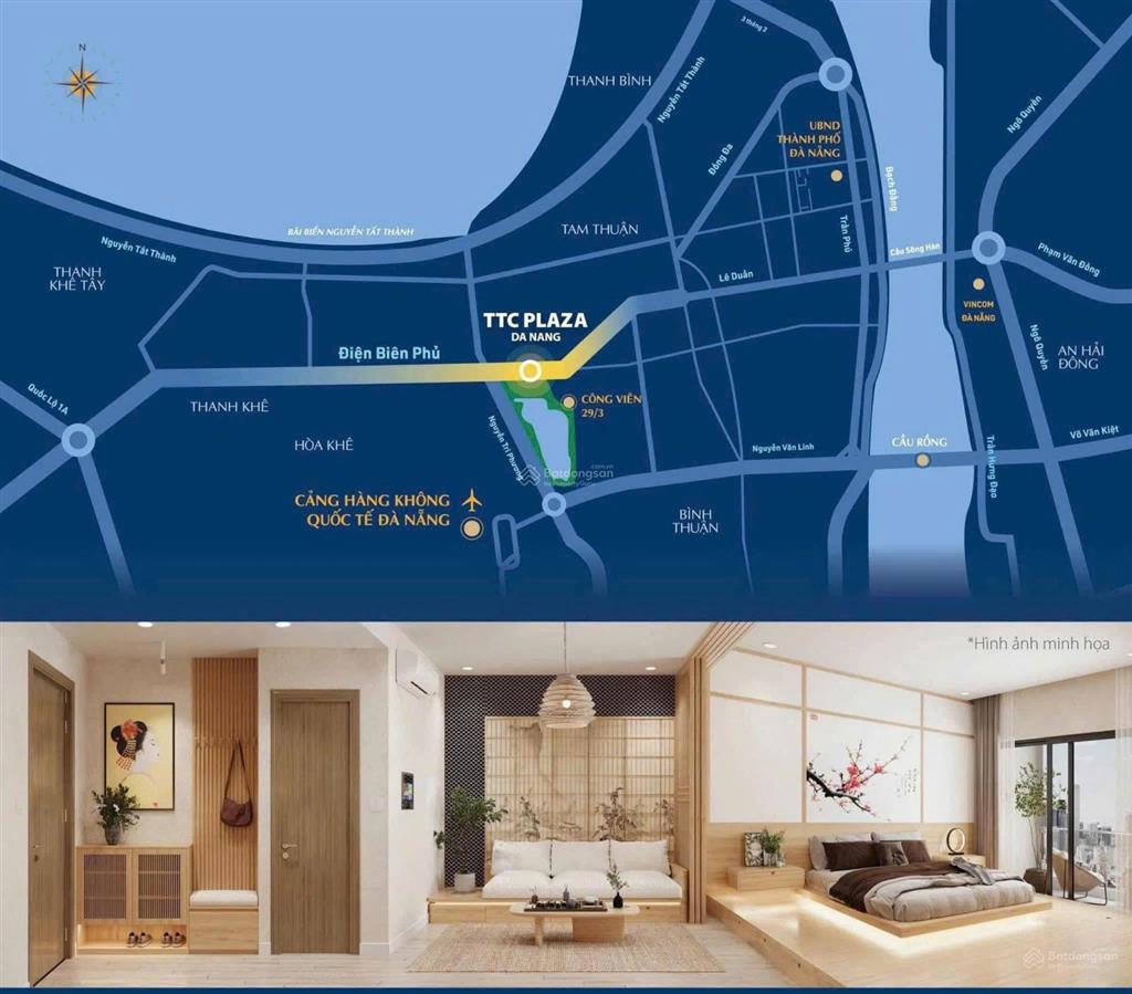 Căn góc 2 ngủ tại ttc plaza đà nẵng, 5,6 tỷ, 82m2, đẹp xuất sắc, tốt, thanh toán 20% nhận nhà