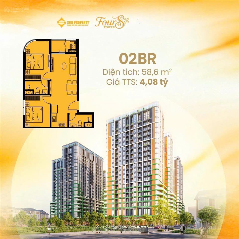 Sở hữu ngay căn hộ cao cấp fours tower của sun group thanh toán dàn trải chỉ 3 tỷ, hỗ trợ vay 70%