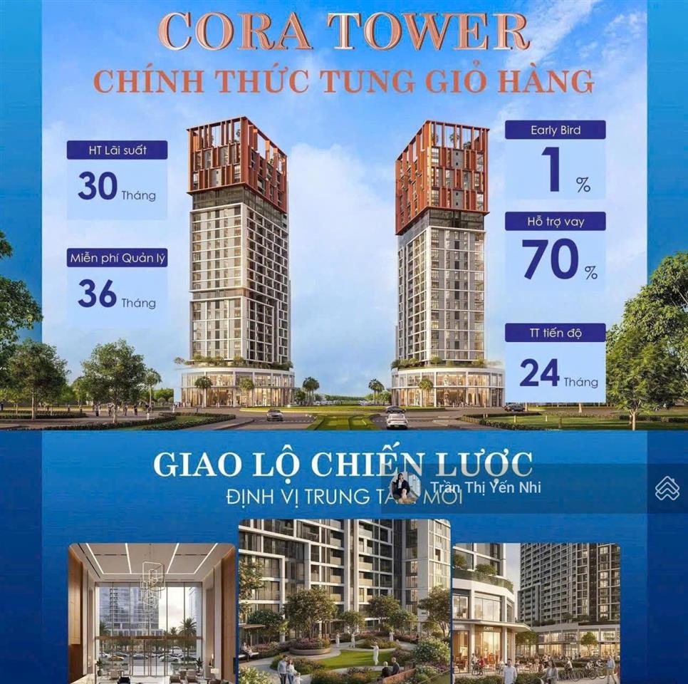Sở hữu ngay căn hộ cao cấp cora tower mua trực tiếp chủ đầu tư, giá chỉ 1,7 tỷ, tặng chiết khấu 18%