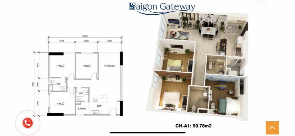 [shr] saigon gateway căn 3pn, 90m2 bán giá 4 tỷ bao hết thuế phí sang nhượng, có ít nt