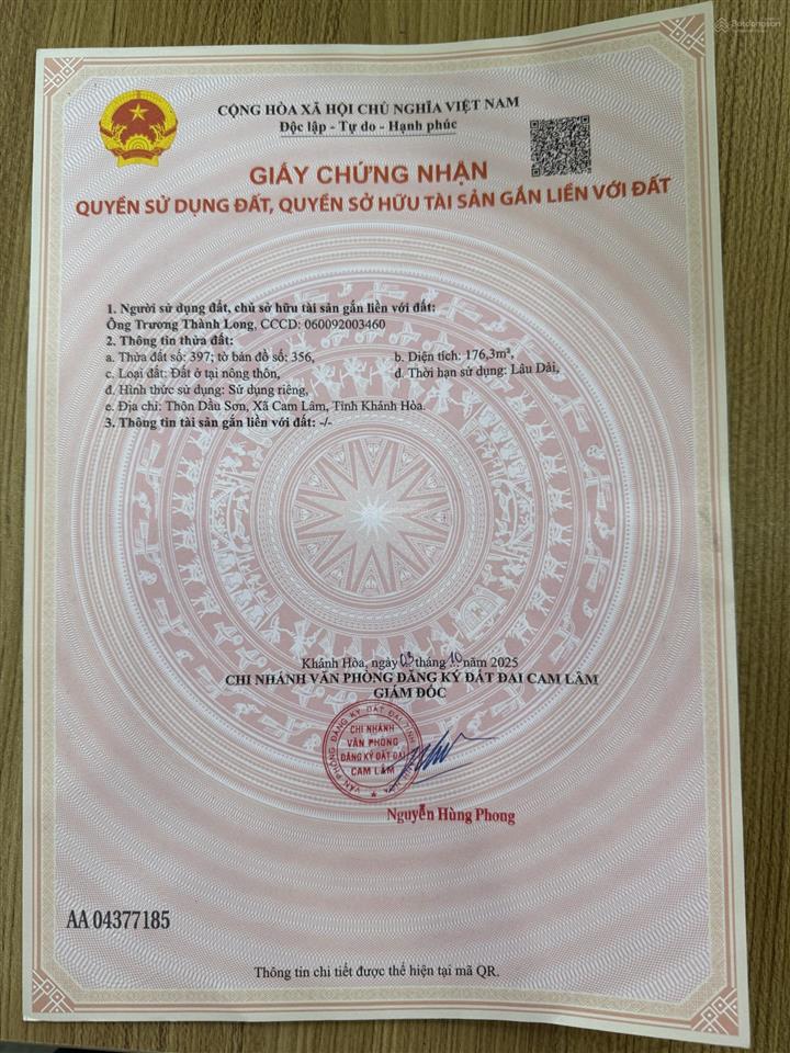 Đất nền thổ cư cam lâm, đối diện kcn suối dầu. 128m2 chỉ 830tr