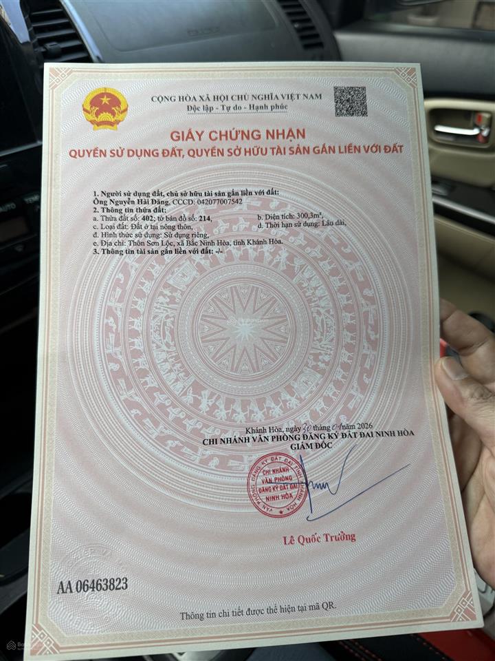 Chỉ 1 lô đất nền duy nhất ktt vân phong dưới giá thị trường, tiềm năng lâu dài