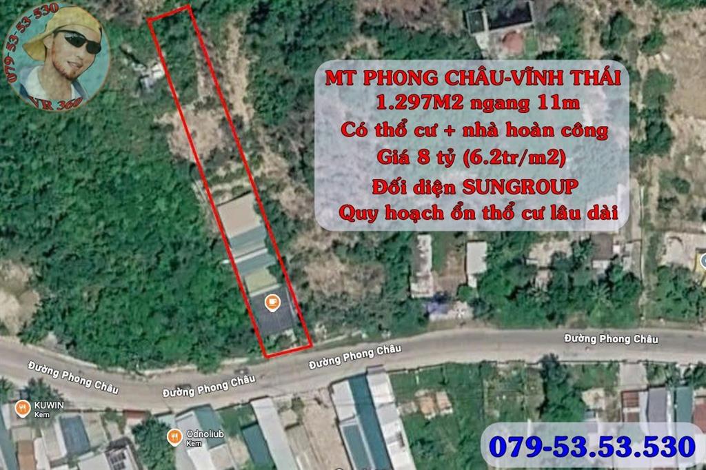 Mặt tiền Phong Châu Tp Nha Trang 6.2tr/m2 có thổ cư, có nhà hoàn công, có quán cf ngang