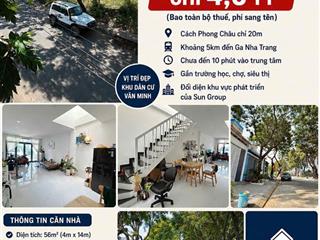 Bán nhà Khu dân cư Đất Lành – Nam Nha Trang  Cách Phong Châu 20m  Nhà đẹp 2 tầng chỉ 4,6