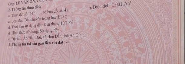 Bán đất nền rộng 20m kênh 165, cầu sắt hòn đất, đầu doi, tri tôn