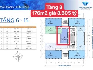 Chuyển nhượng ô vp 176m2, 2 cửa, 8,805 tỷ hỗ trợ giải ngân 3 bên
