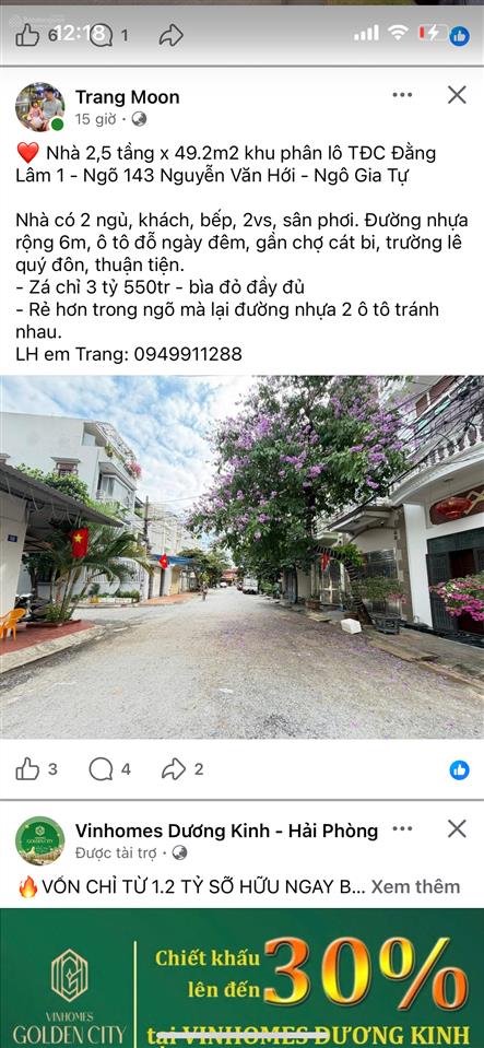 Bán lô góc mặt đường nam hải giá chỉ 40 tr/m2. không lỗi lầm gì.