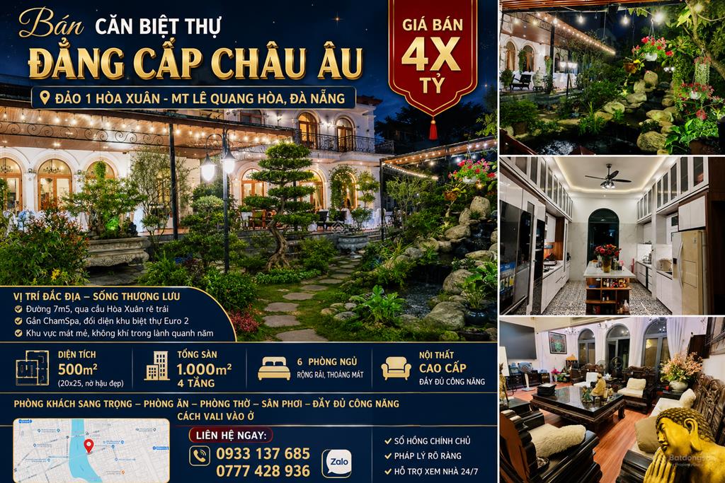 Chính chủ cần bán biệt thự đẳng cấp khu biệt thự eurovilla 2, hoà xuân