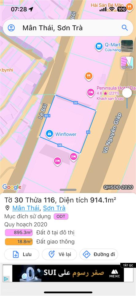 Chính chủ cần bán lô đất mặt biển võ nguyên giáp xây được 27tầng 2 hầm, sơn trà, đà nẵng