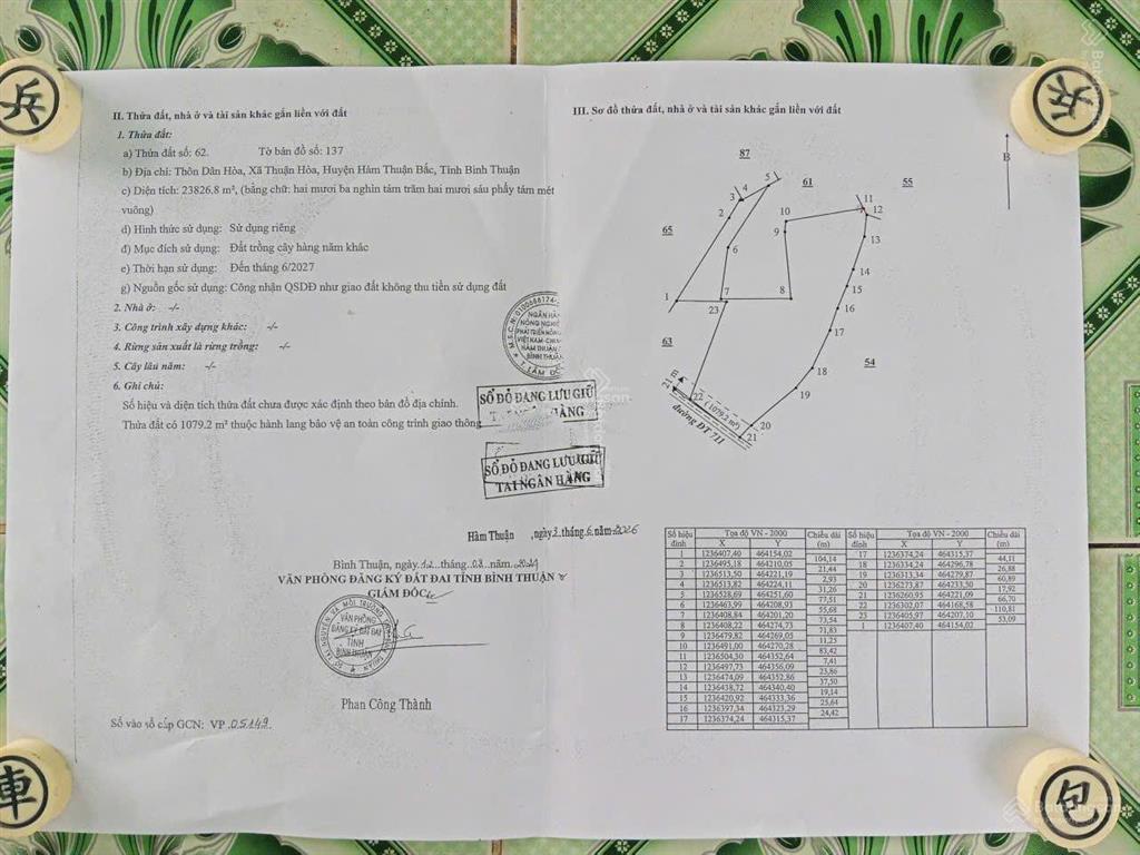 Bán 4 mẫu đất mặt tiền đt 711 hàm thuận bắc giá 300/sào