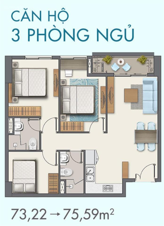 3pn 2wc 75m2 q7 boulevard nguyễn lương bằng  full nội thất  tầng trung  4.250 tỷ (bao thuế phí)