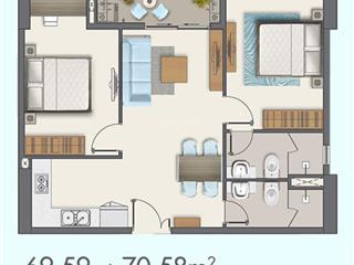 2pn 70m2 q7 boulevard nguyễn lương bằng  full nội thất  sẵn hđ thuê 13 triệu/tháng  chỉ 4 tỷ