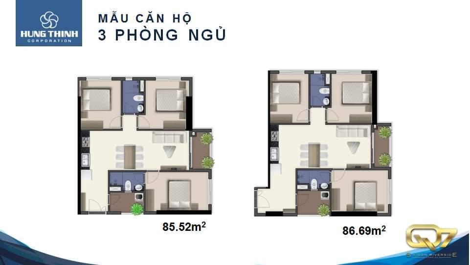 3pn 2wc 86m2 q7 riverside đào trí  view trực diện sông  tầng trung  5.6 tỷ (bao thuế phí)