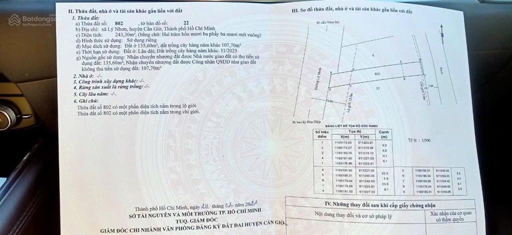 Bán đất đẹp tại lý nhơn, cần giờ, 4,3 tỷ, 243m2, nhiều tiện ích thổ cư xây dựng 100%