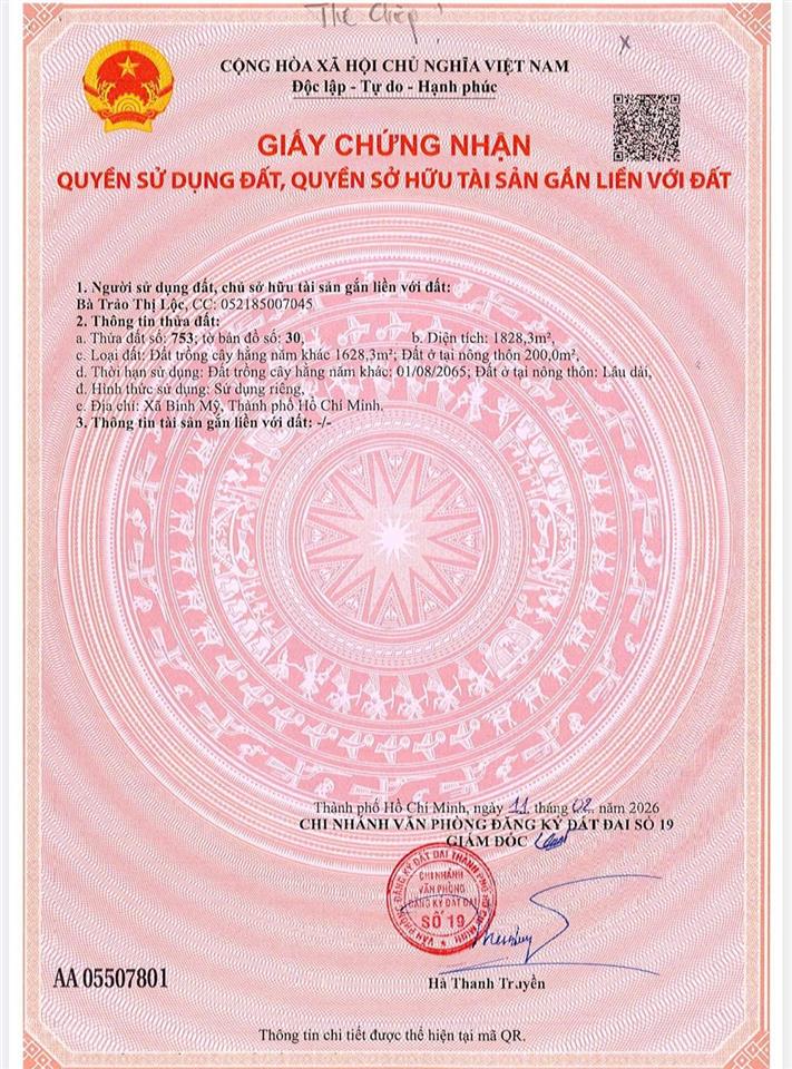 Đất mặt tiền đường huỳnh thị hấu ( đường 233 cũ)