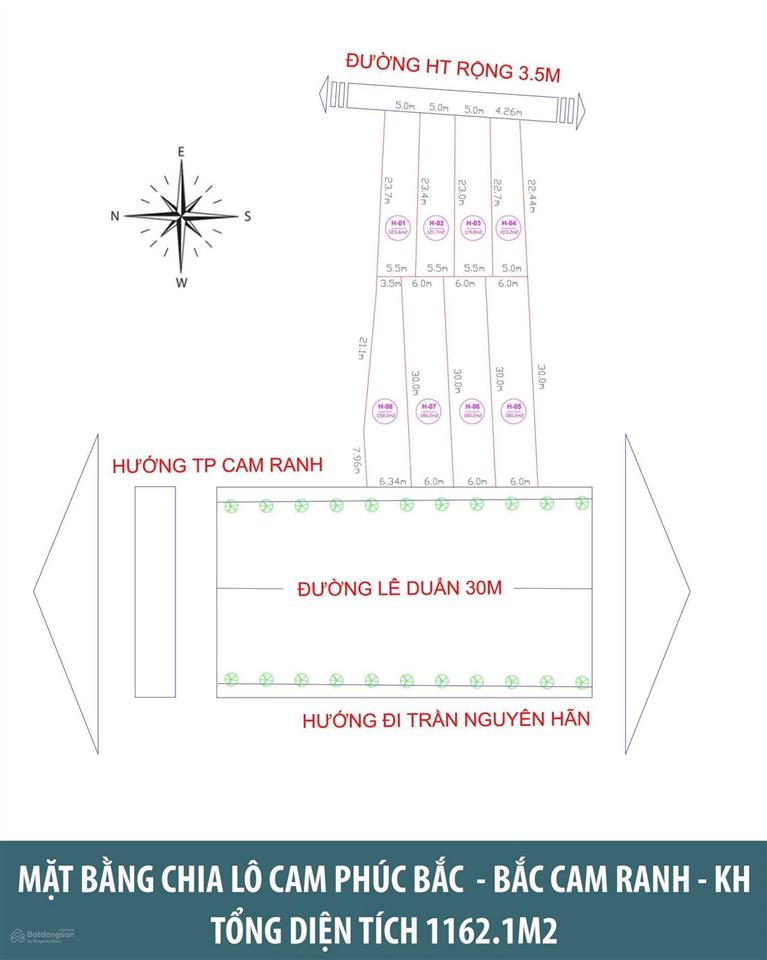 Bán đất lê duẩn phân lô, cam phúc bắc, cam ranh, khánh hòa, 7,5 tỷ, 1160,2m2, view đẹp, chính chủ