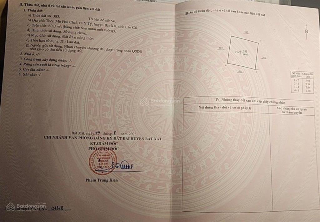 Bán đất mò phú chải xã y tý  bát xát  lào cai