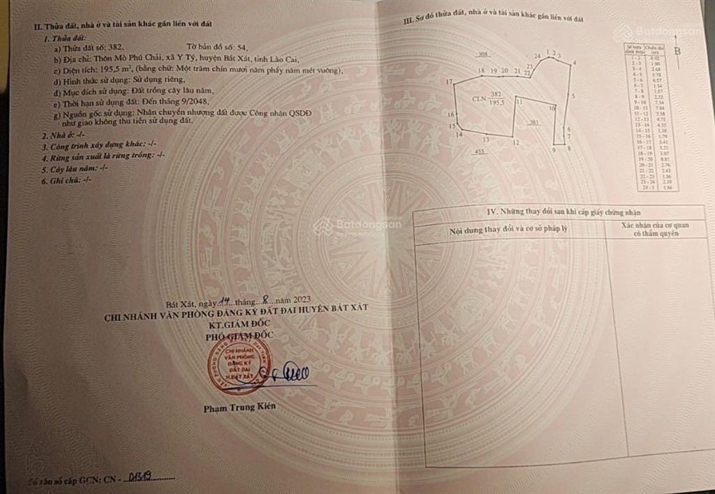 Bán đất mò phú chải xã y tý  bát xát  lào cai