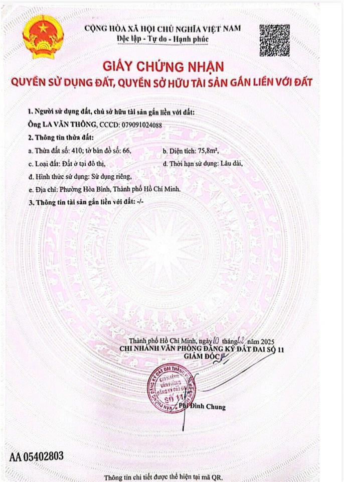 Bán nhà hẻm xe hơi đường hòa bình, phường 5, quận 11, dt 4x18,5m, giá 7.9 tỷ tl