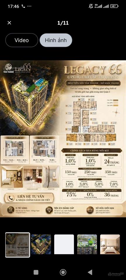 Căn hộ legacy 66 quận 5, 53m2 6.3 tỷ chỉ cần 1.7 tỷ nhận nhà trả góp 48 tháng nh hỗ trợ vay 70%