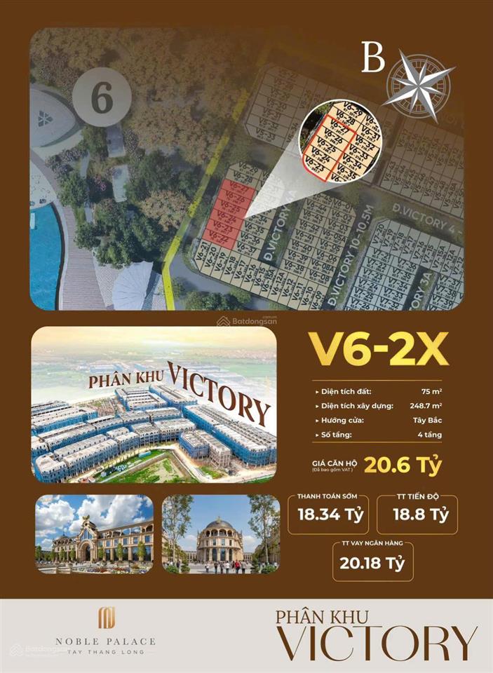 Bán shophouse đẹp tại noble palace tây thăng long, giá tts 18,34 tỷ, s75m2, phân khu victory